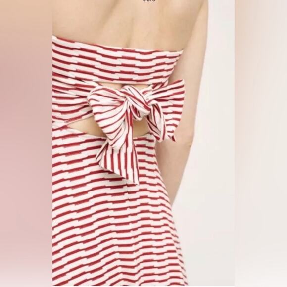 Maeve Anthropologie Caleta Red White Strapless Dress size small - Picture 2 of 9